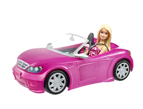 Barbie Puppe und Cabrio in rosa mit Glitzer (2 von 7)