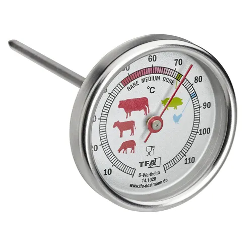 TFA Dostmann Analoges Bratenthermometer aus Edelstahl, 14.1028, ideal für Fleisch, Fisch, Geflügel, Fleischthermometer, perfekt gebraten, silber (2 von 3)