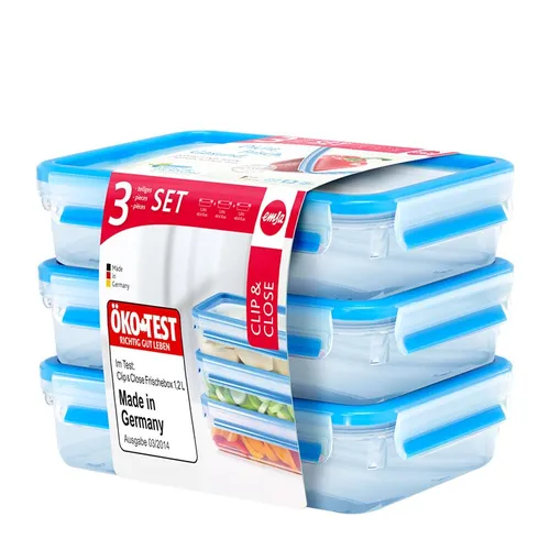 CLIP & CLOSE Frischhaltedosen Set 1,2 Liter, transparent/blau, rechteckig (2 von 4)