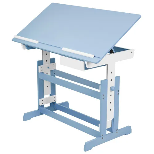 tectake Kinderschreibtisch mit neigbarer Tischplatte, blau (2 von 6)