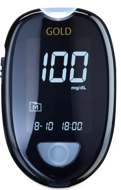 GlucoCheck GOLD Blutzuckermessgerät-Set (mg/dl) mit 10 Blutzuckerteststreifen, 10 Lanzetten, 1 Stechhilfe, 1 Etui (2 von 2)