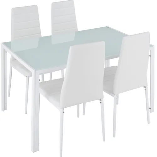 tectake® 5-teiliges Esszimmergruppe mit Kunstlederbezug (2 von 12)