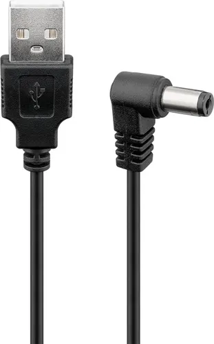 USB Strom Adapterkabel 5,5 x 2,1mm gewinkelt, 0,5m schwarz (2 von 3)