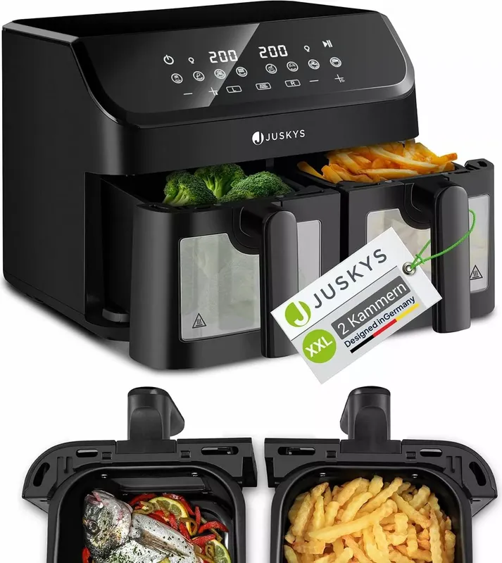 Juskys Heißluftfritteuse 9 L Doppelkammer (2 von 7)