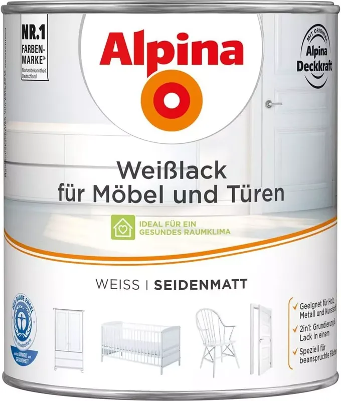 Alpina Weißlack für Möbel und Türen 750ml (2 von 2)