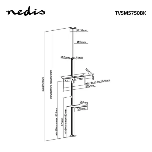 Nedis Vollbeweglicher TV-Ständer TVSM5750BK (11 von 12)