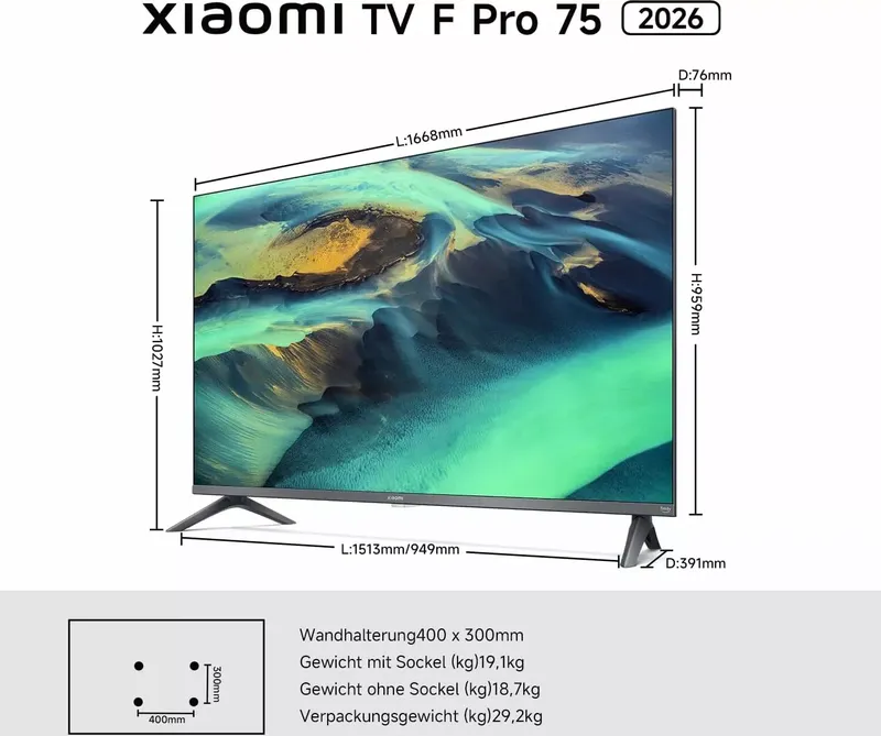 Xiaomi TV F Pro 75(190 cm), 4K UHD QLED, Smart TV, Fire OS8, Triple Tuner DVB-C/S/S2/T/T2,HDR10+, 60Hz mit 120Hz Game Boost Mode,MEMC,Sprachsteuerung mit Alexa,2GB+32GB,Kompatibel mit Apple AirPlay (12 von 12)