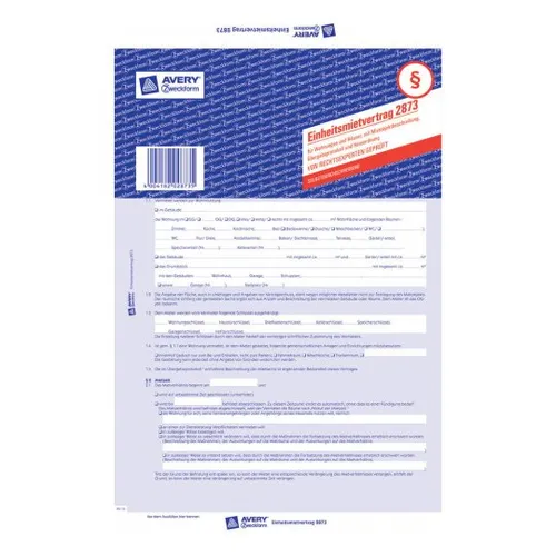 Einheitsmietvertrag für Wohnungen und Häuser, DIN A4, 2873 (3 von 8)