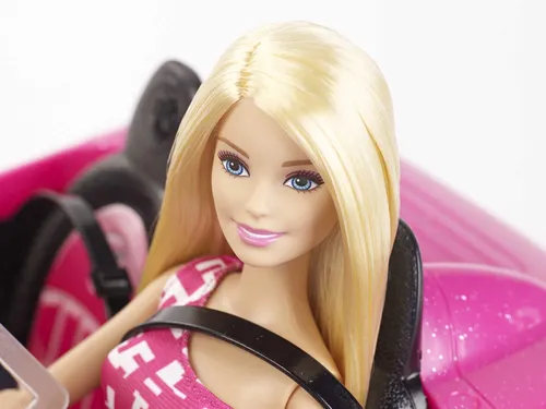 Barbie Puppe und Cabrio in rosa mit Glitzer (3 von 7)