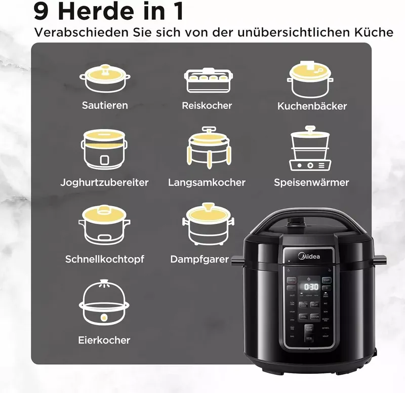 Midea Elektrischer Schnellkochtopf 9-in-1, 8L Multikocher (3 von 10)