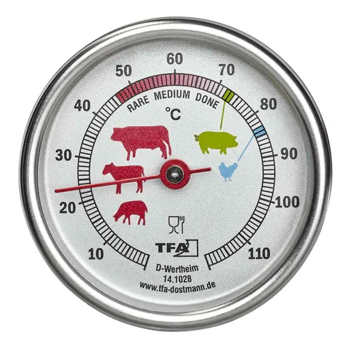TFA Dostmann Analoges Bratenthermometer aus Edelstahl, 14.1028, ideal für Fleisch, Fisch, Geflügel, Fleischthermometer, perfekt gebraten, silber (3 von 3)