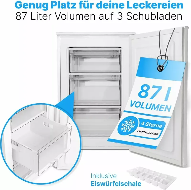 Bomann GS 7253 Stand Gefrierschrank – 87 L, 3 Schubladen, Edelstahloptik (3 von 7)
