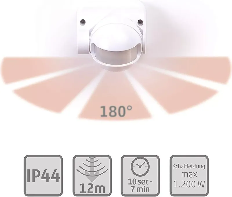 Czujnik ruchu 180° IP44, 12m Reichweite (3 von 4)