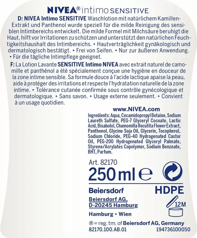 Nivea Intimo Sensitiv LTN mit Pumpe 250 ml (3 von 3)