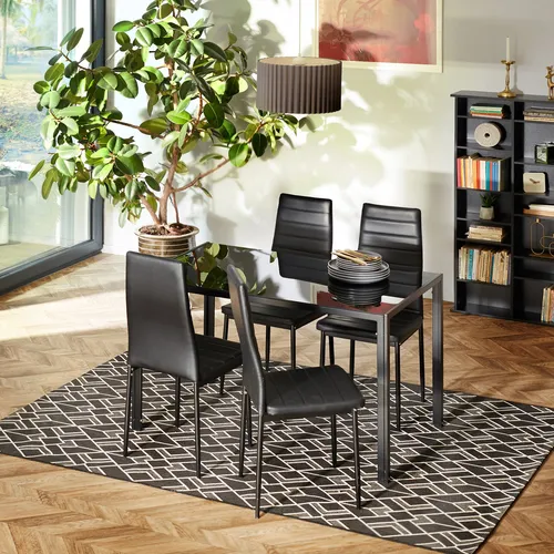 tectake® 5-teiliges Esszimmergruppe mit Kunstlederbezug (3 von 12)