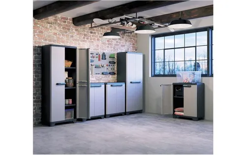 Keter Linear Kunststoffschrank, hoch, hellgrau/schwarz/blau (4 von 5)