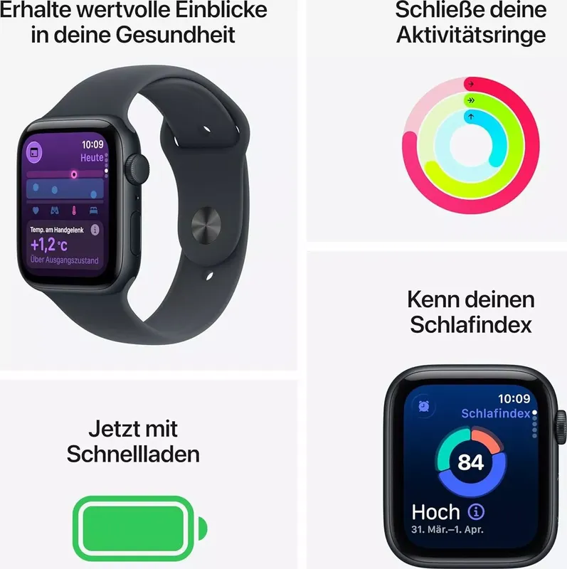 Apple Watch SE (2025) 40 mm Polarstern Sportarmband S/M (4 von 9)