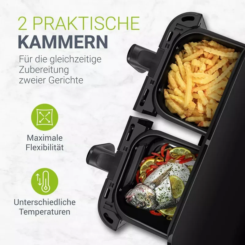 Juskys Heißluftfritteuse 9 L Doppelkammer (4 von 7)