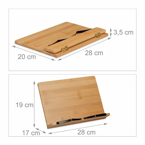 Relaxdays Leseständer, Bambus, 4 Neigungswinkel, klappbar, Buchablage H x B: 19 x 28 cm, für Bücher & Tablets, Natur (5 von 8)