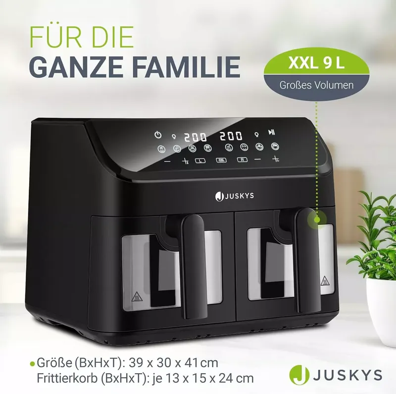 Juskys Heißluftfritteuse 9 L Doppelkammer (5 von 7)
