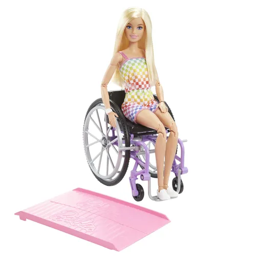 Barbie Fashionista-Puppe mit Rollstuhl und Regenbogen-Jumpsuit (5 von 7)