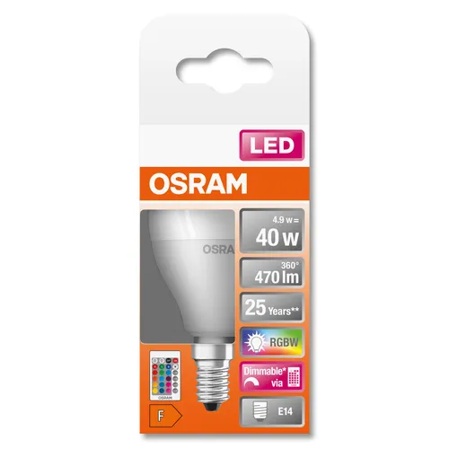 OSRAM E14 LED Leuchtmittel mit Fernbedienung RGBW dimmbar 4,9W (6 von 7)
