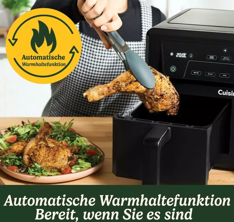 Cuisinart XXL Zweizonen-Heißluftfritteuse| PFAS Frei | Chemiekalien frei,| Braten, Grillen, Backen, Dehydrieren und Warmhalten | 2 kammern| 2 x 5.2L (6 von 11)