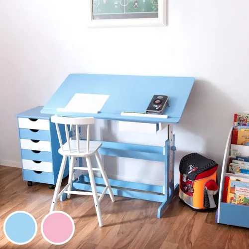 tectake Kinderschreibtisch mit neigbarer Tischplatte, blau (6 von 6)