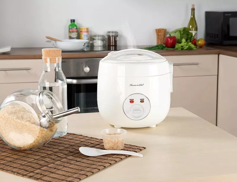 Reiskocher mit Warmhalte-Funktion & Dampfgar-Einsatz, 1,2 Liter, 500 W (7 von 8)