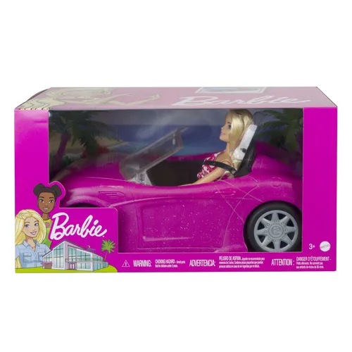 Barbie Puppe und Cabrio in rosa mit Glitzer (7 von 7)