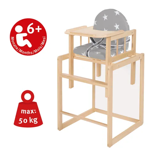 Kombihochstuhl Little Stars in Grau Naturfarben (7 von 8)