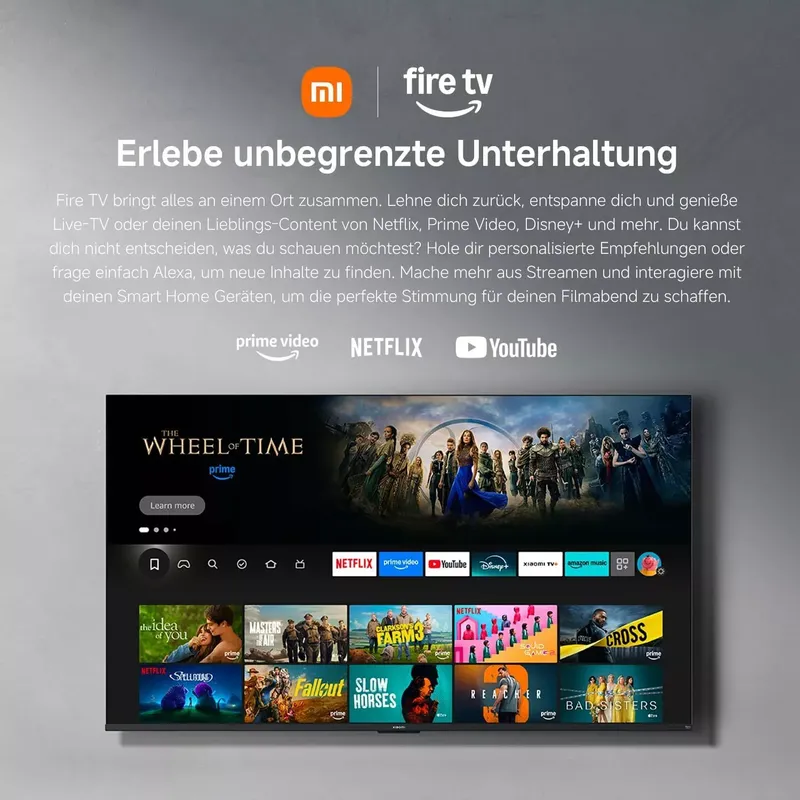 Xiaomi TV F Pro 75(190 cm), 4K UHD QLED, Smart TV, Fire OS8, Triple Tuner DVB-C/S/S2/T/T2,HDR10+, 60Hz mit 120Hz Game Boost Mode,MEMC,Sprachsteuerung mit Alexa,2GB+32GB,Kompatibel mit Apple AirPlay (8 von 12)
