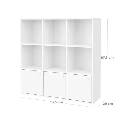 Vasagle Bücherregal LBC33WT, weiß, 9 Fächer mit Türen (8 von 8)