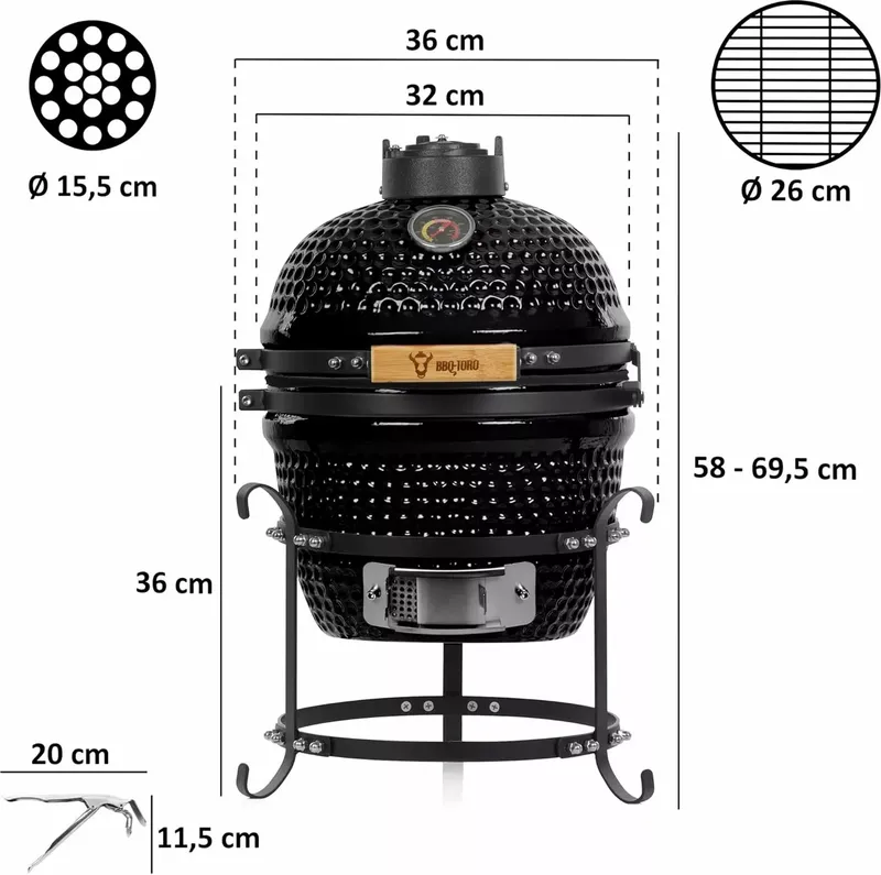 BBQ-Toro Kamado Grill Holzkohlegrill Haiiro Ø 32 cm (8 von 14)