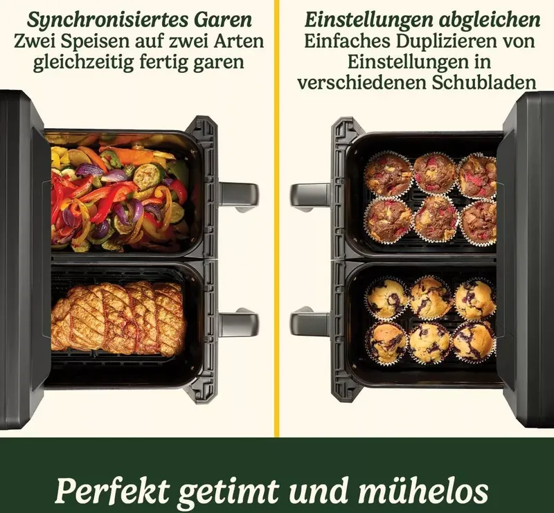 Cuisinart XXL Zweizonen-Heißluftfritteuse| PFAS Frei | Chemiekalien frei,| Braten, Grillen, Backen, Dehydrieren und Warmhalten | 2 kammern| 2 x 5.2L (8 von 11)