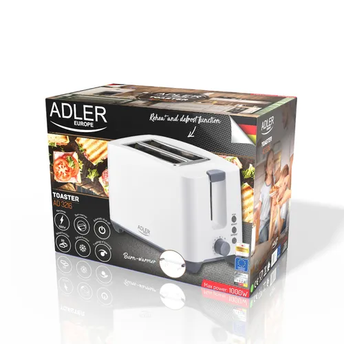 Adler AD 3216 Toaster in Weiß, mit Brötchenaufsatz, Auftaufunktion und Abschaltautomatik (9 von 12)