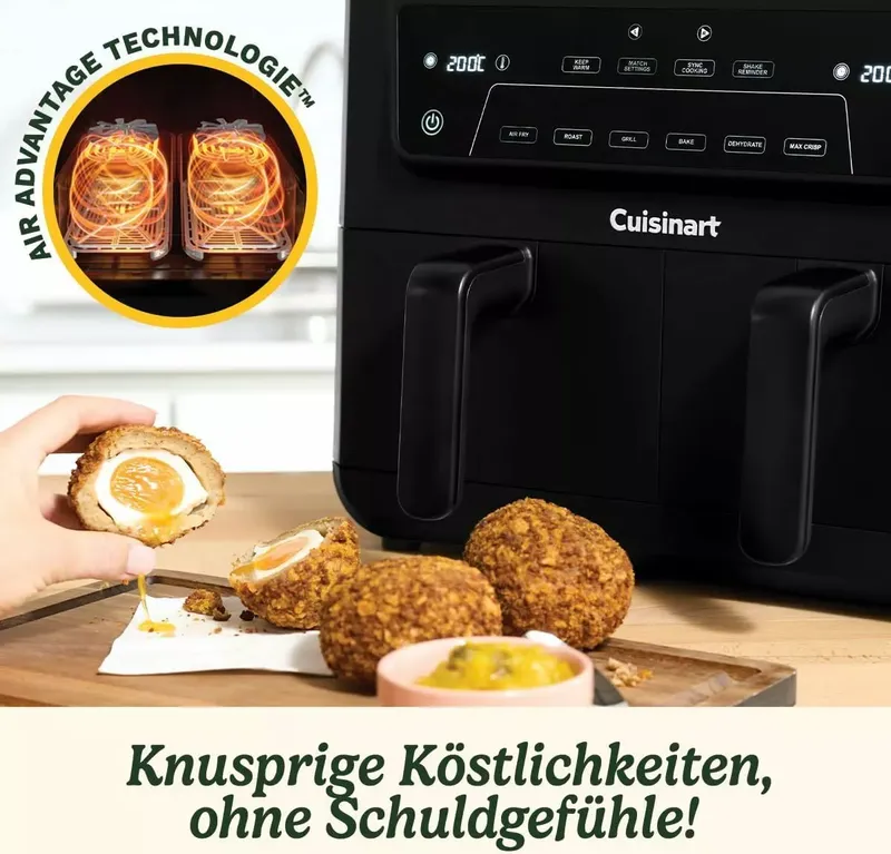 Cuisinart XXL Zweizonen-Heißluftfritteuse| PFAS Frei | Chemiekalien frei,| Braten, Grillen, Backen, Dehydrieren und Warmhalten | 2 kammern| 2 x 5.2L (9 von 11)