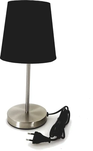 Tischleuchte mit schwarzem Stoffschirm 