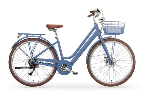 MBM Elektro-Citybike New LA RUE 2.0, blau - Stylisches und leichtes Elektro-Citybike im Retro-Design. Mit vollintegriertem Akku für bis zu 80 km Reichweite und geräuschlosem Etrotek Heckmotor für Fahrspaß in der Stadt und auf dem Land.