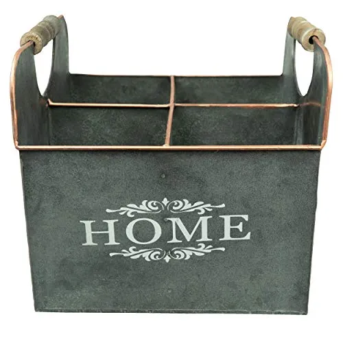 HRB 4fach Set Blumentopf Gross Vintage eckig, hochwertiger Metall Blumenständer für Innen und Außen, Topf für Kräutergarten, Flaschenbox