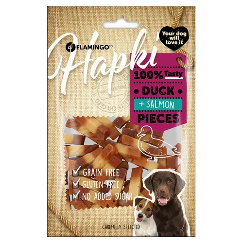 Flamingo Hundesnack Hapki Stücke mit Ente & Lachs 85 g, NEU