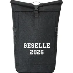 Huuraa Kurierrucksack Geselle 2026 Ausbildung Geschenk 30-44 Liter Black Melange Fairtrade Rolltop Rucksack Geselle 2026 Geschenkidee - Schwarz