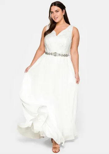 Sheego Etuikleid Abendkleid Ärmellos mit Paillettendekoration