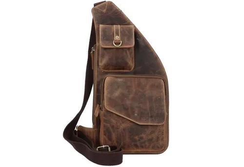 Greenburry Vintage Umhängetasche Leder 20 cm - Gürteltasche aus hochwertigem Leder mit mehreren Fächern und verstellbarem Schultergurt, ideal für stilvolle und praktische Aufbewahrung unterwegs.