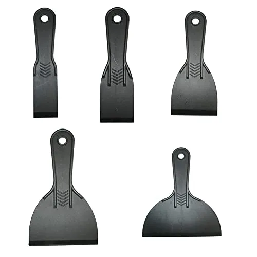 Glosoni 5-teiliges Kunststoff-Spachtel- und Farbspatel-Set – Spezialwerkzeuge für Spachteln/Reparieren, Dekale/Tapeten, Etikettenentfernung und Autolackierung (Schwarz)