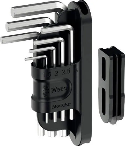 Wera Tool-Check Modular Winkelschlüssel 1 Innen-Sechskant Winkelschraubendreher-Set 1.5 mm, 2 mm, 2.5 mm, 3 mm, 4 mm, 5 mm, 6mm