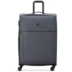 Delsey Paris x United Colors of Benetton BE 4-Rollen Trolley L 76 cm - Koffer mit Dehnfalte für zusätzliches Packvolumen, ideal für lange Reisen und stylisches Reisen in Grau.