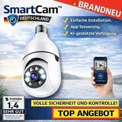SmartCam™ Überwachungskamera E27 mit 360° AI Tracking