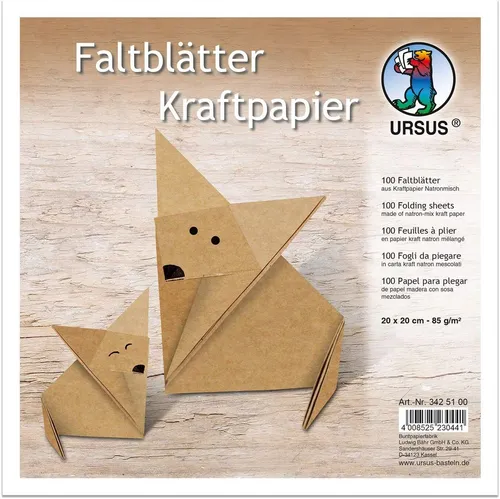 Ursus 100 Blatt Faltblätter Kraftpapier Natron gerippt 20cm  Bastelpapier 80g/m²