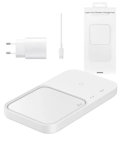 Samsung Wireless Charger Duo EP-P5400T - 25W Schnellladegerät, ideal für kompatible Smartphones und Galaxy Buds, schnelle Energieversorgung
